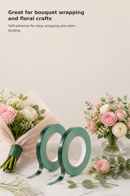 2-Roll Green Floral Tape – 0.5 Inch × 30 Yards